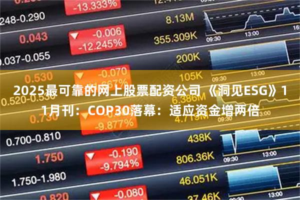 2025最可靠的网上股票配资公司 《洞见ESG》11月刊：COP30落幕：适应资金增两倍